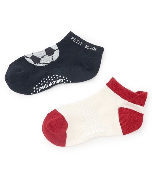 petit main（プティマイン）の「DAILYスニーカー丈ソックス2P（ソックス/靴下・キッズ・ブルー/レッド/オフホワイト/ライトグリーン・S(13-15cm)/11-13cm/L(18-20cm)/M(16-18cm)）」の2枚目の写真