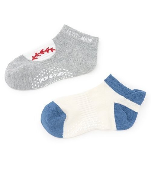 petit main（プティマイン）の「DAILYスニーカー丈ソックス2P（ソックス/靴下・キッズ・ブルー/レッド/オフホワイト/ライトグリーン・S(13-15cm)/11-13cm/L(18-20cm)/M(16-18cm)）」の4枚目の写真