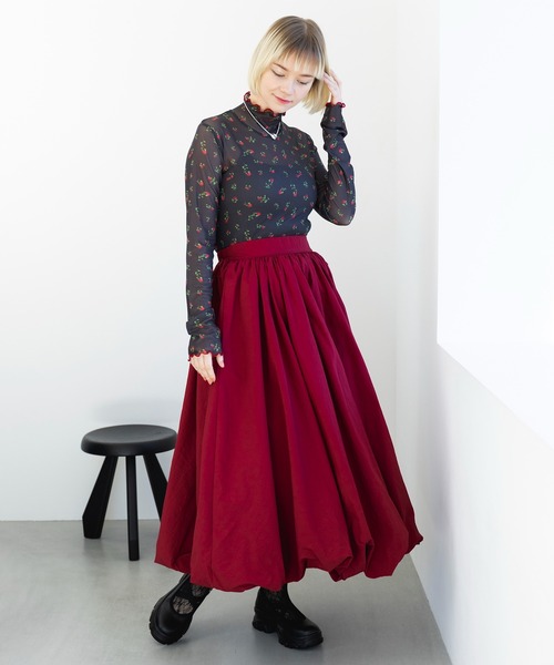 MAISON BREEZE reveur(メゾンブリーズレヴール)の「【MAISON BREEZE reveur】 high neck printed sheer tops ハイネックプリントメローシアートップス(Tシャツ/カットソー・レディース・ベージュ/ベージュ系その他2/ブラック系その他2/ブラック・FREE)」の8枚目の写真