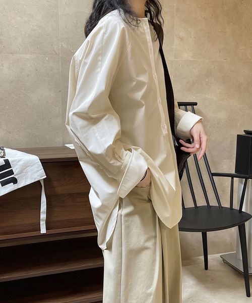 SUWDEE(スーディー)の「bicolor raglan sleeve shirt(シャツ/ブラウス・レディース・ネイビー/アイボリー・FREE)」の5枚目の写真