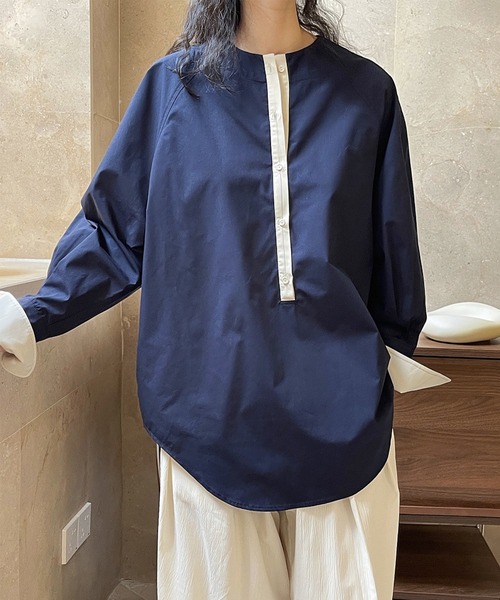 SUWDEE(スーディー)の「bicolor raglan sleeve shirt(シャツ/ブラウス・レディース・ネイビー/アイボリー・FREE)」の13枚目の写真
