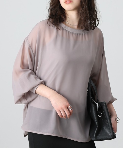 COLONY 2139(コロニートゥーワンスリーナイン)の「長袖シアートップス&キャミセット(Tシャツ/カットソー・レディース・グレー/ミント/ブラック/ホワイト/ブラウン・FREE)」の1枚目の写真