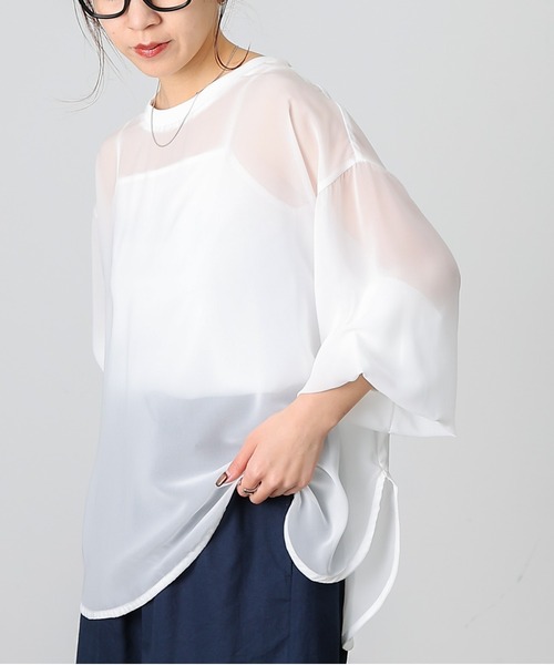 COLONY 2139(コロニートゥーワンスリーナイン)の「長袖シアートップス&キャミセット(Tシャツ/カットソー・レディース・グレー/ミント/ブラック/ホワイト/ブラウン・FREE)」の2枚目の写真