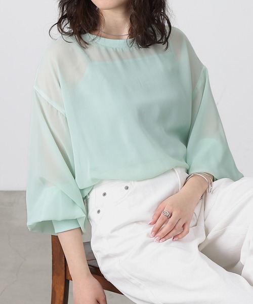 COLONY 2139(コロニートゥーワンスリーナイン)の「長袖シアートップス&キャミセット(Tシャツ/カットソー・レディース・グレー/ミント/ブラック/ホワイト/ブラウン・FREE)」の5枚目の写真