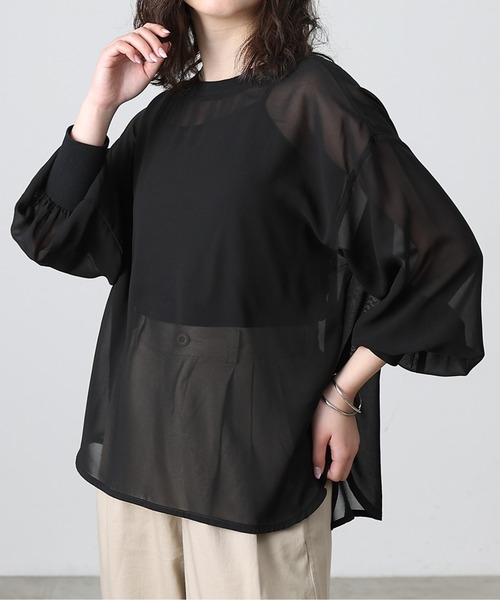 COLONY 2139(コロニートゥーワンスリーナイン)の「長袖シアートップス&キャミセット(Tシャツ/カットソー・レディース・グレー/ミント/ブラック/ホワイト/ブラウン・FREE)」の3枚目の写真