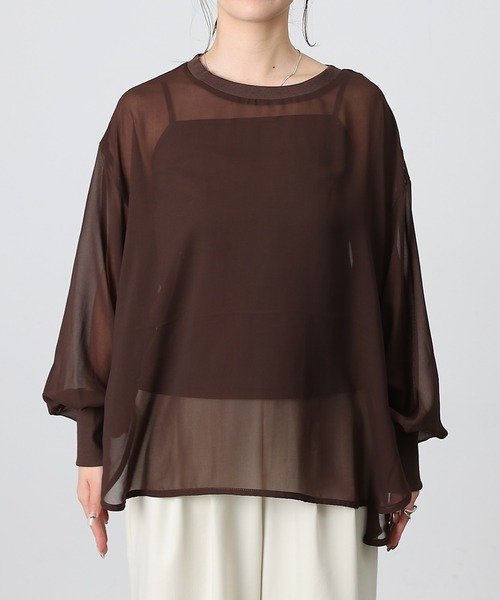 COLONY 2139(コロニートゥーワンスリーナイン)の「長袖シアートップス&キャミセット(Tシャツ/カットソー・レディース・グレー/ミント/ブラック/ホワイト/ブラウン・FREE)」の6枚目の写真