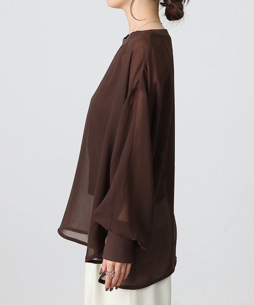COLONY 2139(コロニートゥーワンスリーナイン)の「長袖シアートップス&キャミセット(Tシャツ/カットソー・レディース・グレー/ミント/ブラック/ホワイト/ブラウン・FREE)」の7枚目の写真