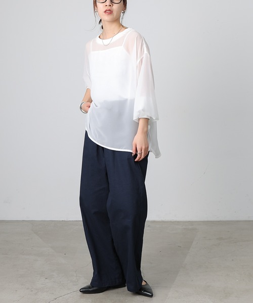 COLONY 2139(コロニートゥーワンスリーナイン)の「長袖シアートップス&キャミセット(Tシャツ/カットソー・レディース・グレー/ミント/ブラック/ホワイト/ブラウン・FREE)」の19枚目の写真