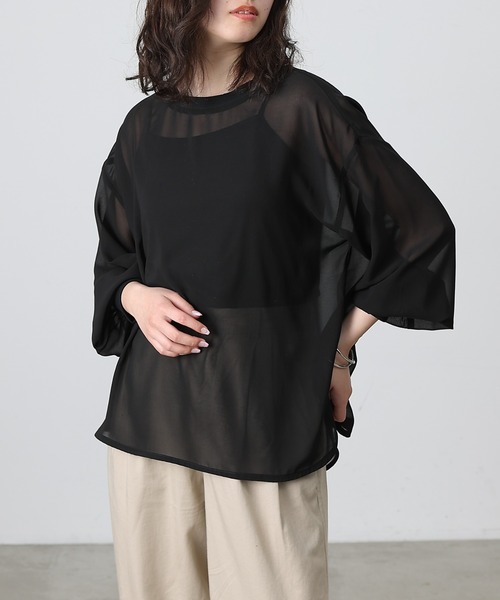 COLONY 2139(コロニートゥーワンスリーナイン)の「長袖シアートップス&キャミセット(Tシャツ/カットソー・レディース・グレー/ミント/ブラック/ホワイト/ブラウン・FREE)」の20枚目の写真