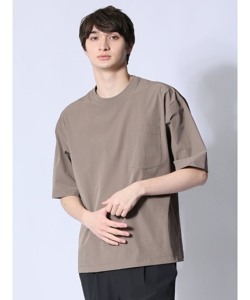 m.f.editorial(エムエフエディトリアル)の「【ストレッチ 防シワ】m.f.エディトリアル メンズ circle motion NPU クルー 半袖 Tシャツ(セットアップ可能)(Tシャツ/カットソー・メンズ・ベージュ/ブラック・X-LARGE/LARGE/MEDIUM)」の2枚目の写真