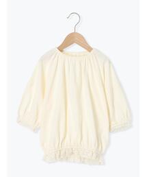 5分袖レースカットソー