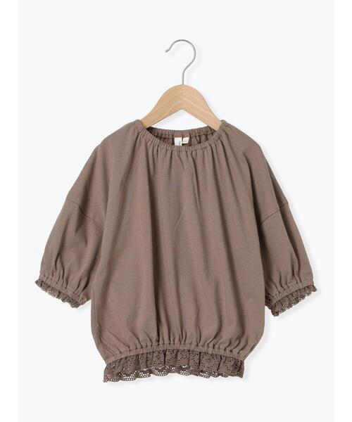 Samansa Mos2 Lagom（サマンサモスモスラーゴム）の「5分袖レースカットソー（Tシャツ/カットソー・キッズ・モカ/キナリ・130/95/120/110/100）」の2枚目の写真