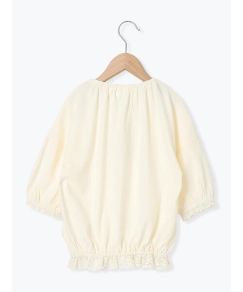 Samansa Mos2 Lagom（サマンサモスモスラーゴム）の「5分袖レースカットソー（Tシャツ/カットソー・キッズ・モカ/キナリ・130/95/120/110/100）」の3枚目の写真