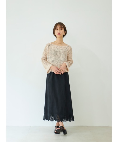 STRATA（エストラータ）の「カラーミックスカスリニット 【低身長・小柄女性】（ニット/セーター・レディース・ベージュ/オレンジ・ONE SIZE）」の3枚目の写真
