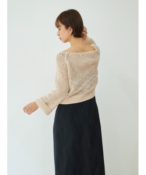 STRATA（エストラータ）の「カラーミックスカスリニット 【低身長・小柄女性】（ニット/セーター・レディース・ベージュ/オレンジ・ONE SIZE）」の4枚目の写真
