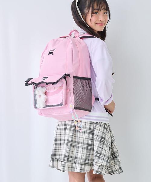 Amourire girl（アムリールガール）の「【Amourire girl】クリアポケット付きデイバッグ19L/リュック/バックパック（バックパック/リュック・キッズ・ブラック/ピンク・FREE）」の20枚目の写真