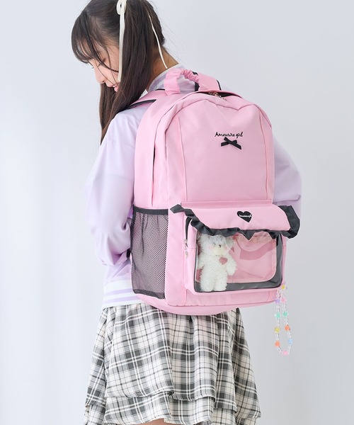 美品　HERMES・キッズライン「アニモ―ピクセル・リュックサック」　ピンク 美品 HERMES・キッズライン「アニモ―ピクセル・リュックサック