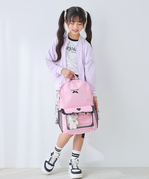 Amourire girl（アムリールガール）の「【Amourire girl】クリアポケット付きデイバッグ19L/リュック/バックパック（バックパック/リュック・キッズ・ブラック/ピンク・FREE）」の17枚目の写真