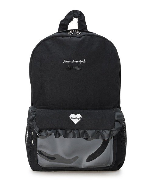 Amourire girl（アムリールガール）の「【Amourire girl】クリアポケット付きデイバッグ19L/リュック/バックパック（バックパック/リュック・キッズ・ブラック/ピンク・FREE）」の21枚目の写真