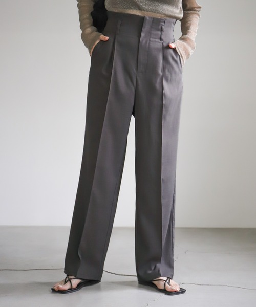 select MOCA(セレクトモカ)の「ハイウエストタックスラックス(スラックス・レディース・ブラウン/ブラック/グレー・MEDIUM/LARGE)」の1枚目の写真