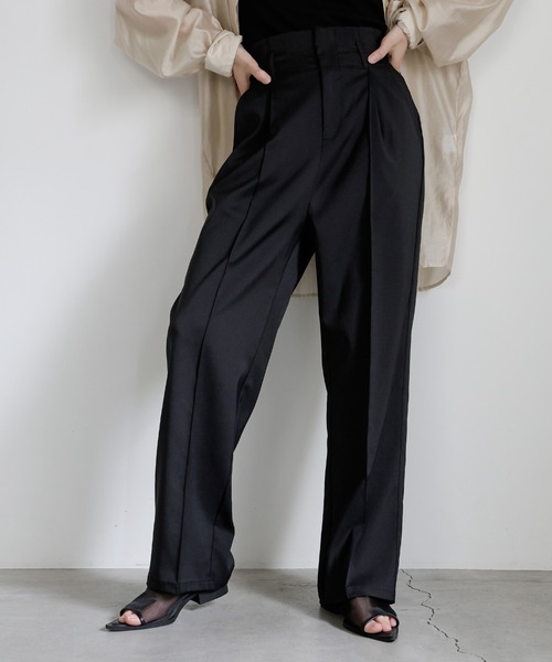 select MOCA(セレクトモカ)の「ハイウエストタックスラックス(スラックス・レディース・ブラウン/ブラック/グレー・MEDIUM/LARGE)」の5枚目の写真