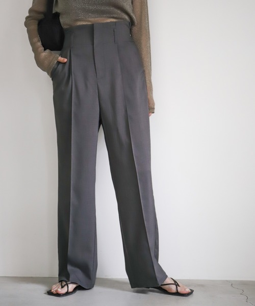 select MOCA(セレクトモカ)の「ハイウエストタックスラックス(スラックス・レディース・ブラウン/ブラック/グレー・MEDIUM/LARGE)」の4枚目の写真