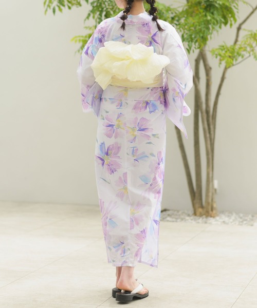 CELEN（セレン）の「【下駄付き兵児帯ゆかた5点セット】浴衣・兵児帯・腰紐2本・下駄《夏恋浴衣》（浴衣・レディース・パープル系/ピンク系1/アイボリー系/ホワイト系/グレー系1/ピンク系2/グレー系2/パープル系2・FREE）」の11枚目の写真