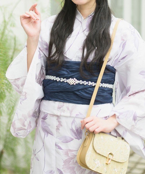 CELEN（セレン）の「【下駄付き兵児帯ゆかた5点セット】浴衣・兵児帯・腰紐2本・下駄《夏恋浴衣》（浴衣・レディース・パープル系/ピンク系1/アイボリー系/ホワイト系/グレー系1/ピンク系2/グレー系2/パープル系2・FREE）」の16枚目の写真