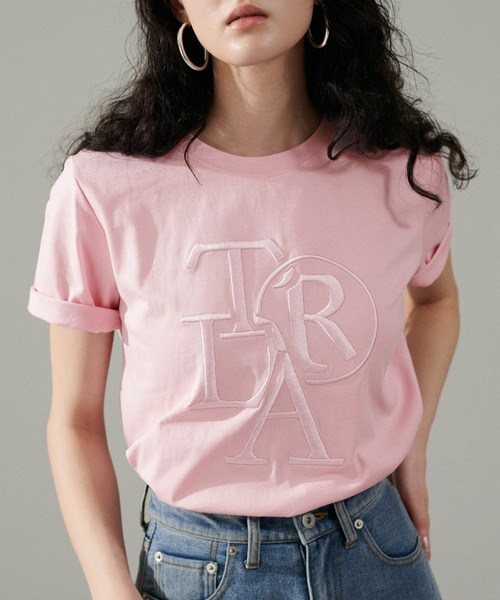 LARUTA（ラルータ）の「【LARUTA】厚盛りロゴ刺繍T（Tシャツ/カットソー・レディース・オフホワイト/ピンク/ブラック・MEDIUM/LARGE）」の3枚目の写真