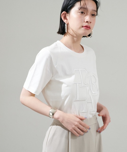 LARUTA（ラルータ）の「【LARUTA】厚盛りロゴ刺繍T（Tシャツ/カットソー・レディース・オフホワイト/ピンク/ブラック・MEDIUM/LARGE）」の9枚目の写真