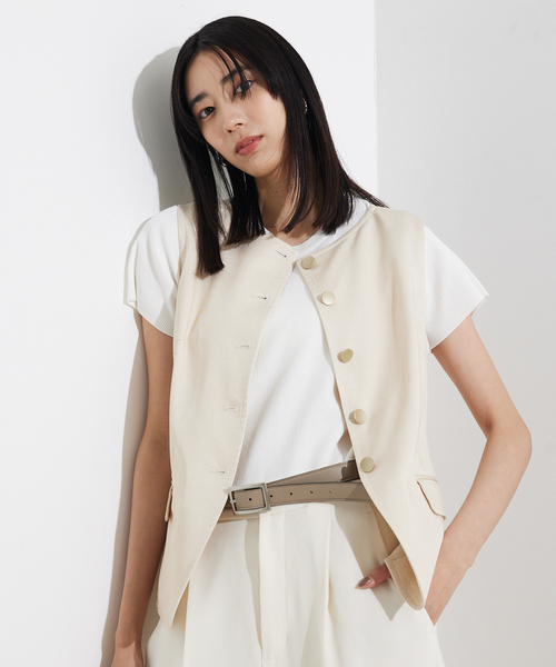 qualite(カリテ)の「【セットアップ対応】テンセルデニムノースリーブ/夏服/オフィスカジュアル(シャツ/ブラウス・レディース・ブルー/アイボリー・フリー)」の17枚目の写真