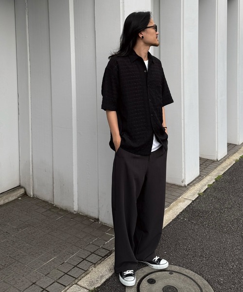 RATTLE TRAP（ラトルトラップ）の「TRストレッチタックワイドテーパードパンツ（スラックス・メンズ・ライトグレー/チャコールグレー/ブラック・S/LL/L/M）」の4枚目の写真