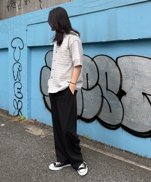 RATTLE TRAP（ラトルトラップ）の「TRストレッチタックワイドテーパードパンツ（スラックス・メンズ・ライトグレー/チャコールグレー/ブラック・S/LL/L/M）」の7枚目の写真