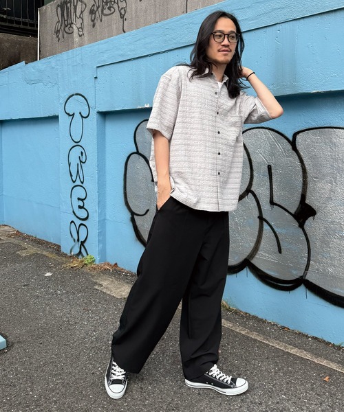 RATTLE TRAP（ラトルトラップ）の「TRストレッチタックワイドテーパードパンツ（スラックス・メンズ・ライトグレー/チャコールグレー/ブラック・S/LL/L/M）」の9枚目の写真