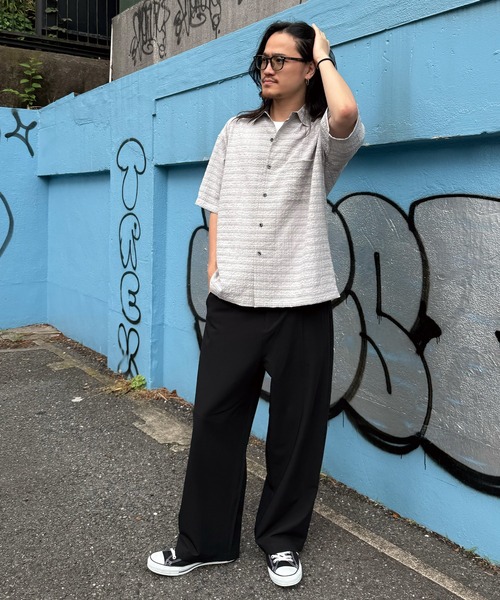 RATTLE TRAP（ラトルトラップ）の「TRストレッチタックワイドテーパードパンツ（スラックス・メンズ・ライトグレー/チャコールグレー/ブラック・S/LL/L/M）」の13枚目の写真