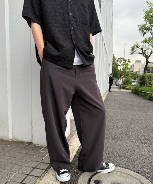 RATTLE TRAP（ラトルトラップ）の「TRストレッチタックワイドテーパードパンツ（スラックス・メンズ・ライトグレー/チャコールグレー/ブラック・S/LL/L/M）」の14枚目の写真