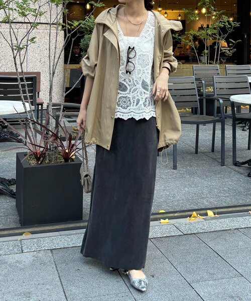 DouDou（ドゥドゥ）の「刺繍前後2WAYレースタンク（シャツ/ブラウス・レディース・ブラック/オフホワイト/キャメル/カーキ/ネイビー・FREE）」の7枚目の写真