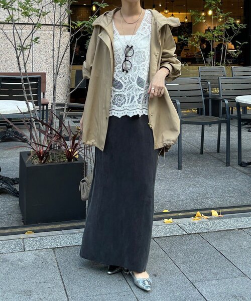 DouDou（ドゥドゥ）の「刺繍前後2WAYレースタンク（シャツ/ブラウス・レディース・ブラック/オフホワイト/キャメル/カーキ/ネイビー・FREE）」の8枚目の写真