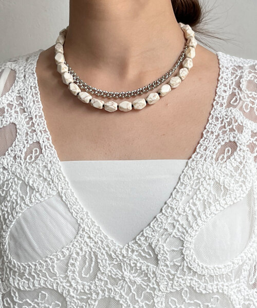 DOUDOU 刺繍前後2WAYレースタンク　オフホワイト 刺繍前後2WAYレースタンク（シャツ/ブラウス）｜DouDou