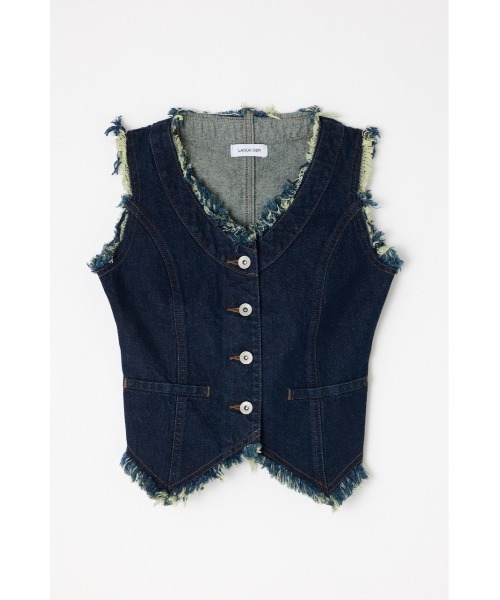 LAGUA GEM（ラグアジェム）の「FRINGE COMPACT デニムベスト（ベスト・レディース・ブラック/ブルー・SMALL/MEDIUM）」の9枚目の写真
