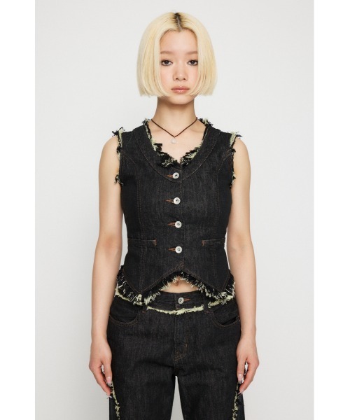 FRINGE COMPACT デニムベスト(ベスト)|LAGUA GEM(ラグアジェム)の FRINGE COMPACT デニムベスト(ベスト)|LAGUA GEM(ラグアジェム)の