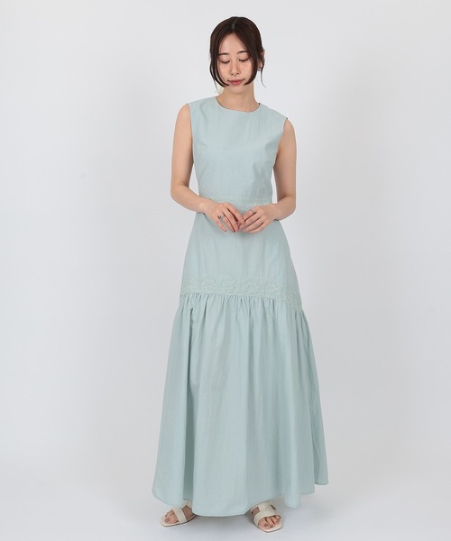 SUWDEE(スーディー)の「back open lace tiered one piece(ワンピース・レディース・ブラック/ブルー・FREE)」の1枚目の写真