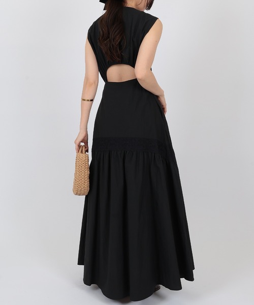 SUWDEE(スーディー)の「back open lace tiered one piece(ワンピース・レディース・ブラック/ブルー・FREE)」の8枚目の写真