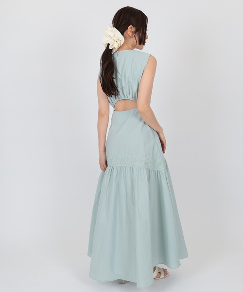 SUWDEE(スーディー)の「back open lace tiered one piece(ワンピース・レディース・ブラック/ブルー・FREE)」の10枚目の写真