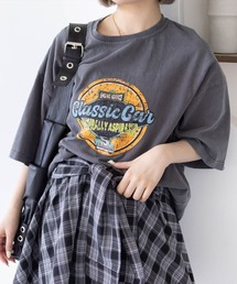 clear | オーバーサイズケミカル加工レトロプリントTシャツ [着回し力抜群 大人カジュアル]≪2025SS新作≫(Tシャツ/カットソー)