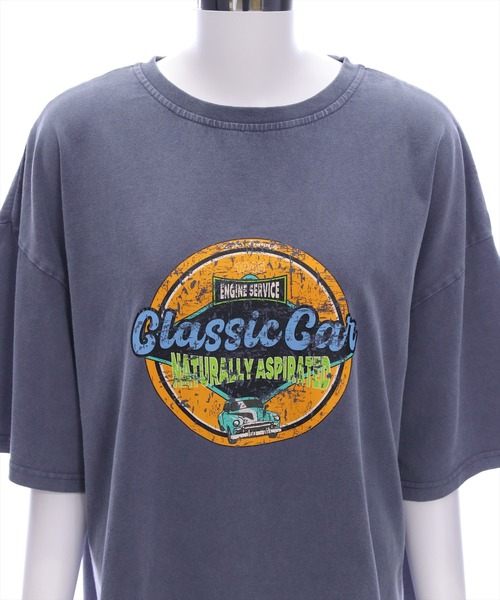 clear（クリア）の「オーバーサイズケミカル加工レトロプリントTシャツ [着回し力抜群 大人カジュアル]≪2025SS新作≫（Tシャツ/カットソー・レディース・ネイビー/チャコールグレー・F）」の6枚目の写真