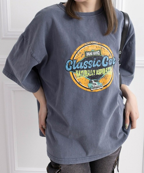 clear（クリア）の「オーバーサイズケミカル加工レトロプリントTシャツ [着回し力抜群 大人カジュアル]≪2025SS新作≫（Tシャツ/カットソー・レディース・ネイビー/チャコールグレー・F）」の13枚目の写真