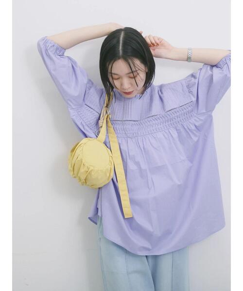 Samansa Mos2 blue(サマンサモスモスブルー)の「◎ピンタックギャザーブラウス(シャツ/ブラウス・レディース・ブラック/オフホワイト/ラベンダー・F)」の3枚目の写真