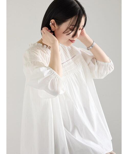 Samansa Mos2 blue(サマンサモスモスブルー)の「◎ピンタックギャザーブラウス(シャツ/ブラウス・レディース・ブラック/オフホワイト/ラベンダー・F)」の5枚目の写真