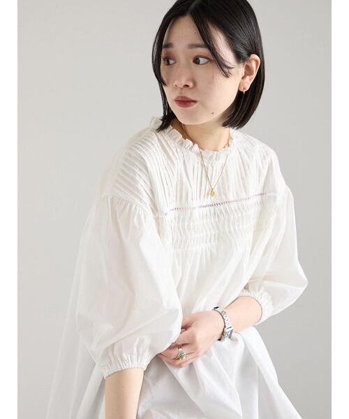 Samansa Mos2 blue(サマンサモスモスブルー)の「◎ピンタックギャザーブラウス(シャツ/ブラウス・レディース・ブラック/オフホワイト/ラベンダー・F)」の7枚目の写真